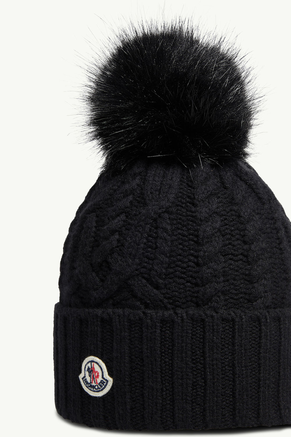 Cashmere Blend Beanie with Pom Pom Gender Neutral Black Moncler 2
