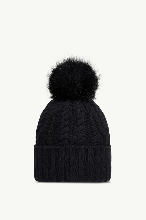 Cashmere Blend Beanie with Pom Pom Gender Neutral Black Moncler 3