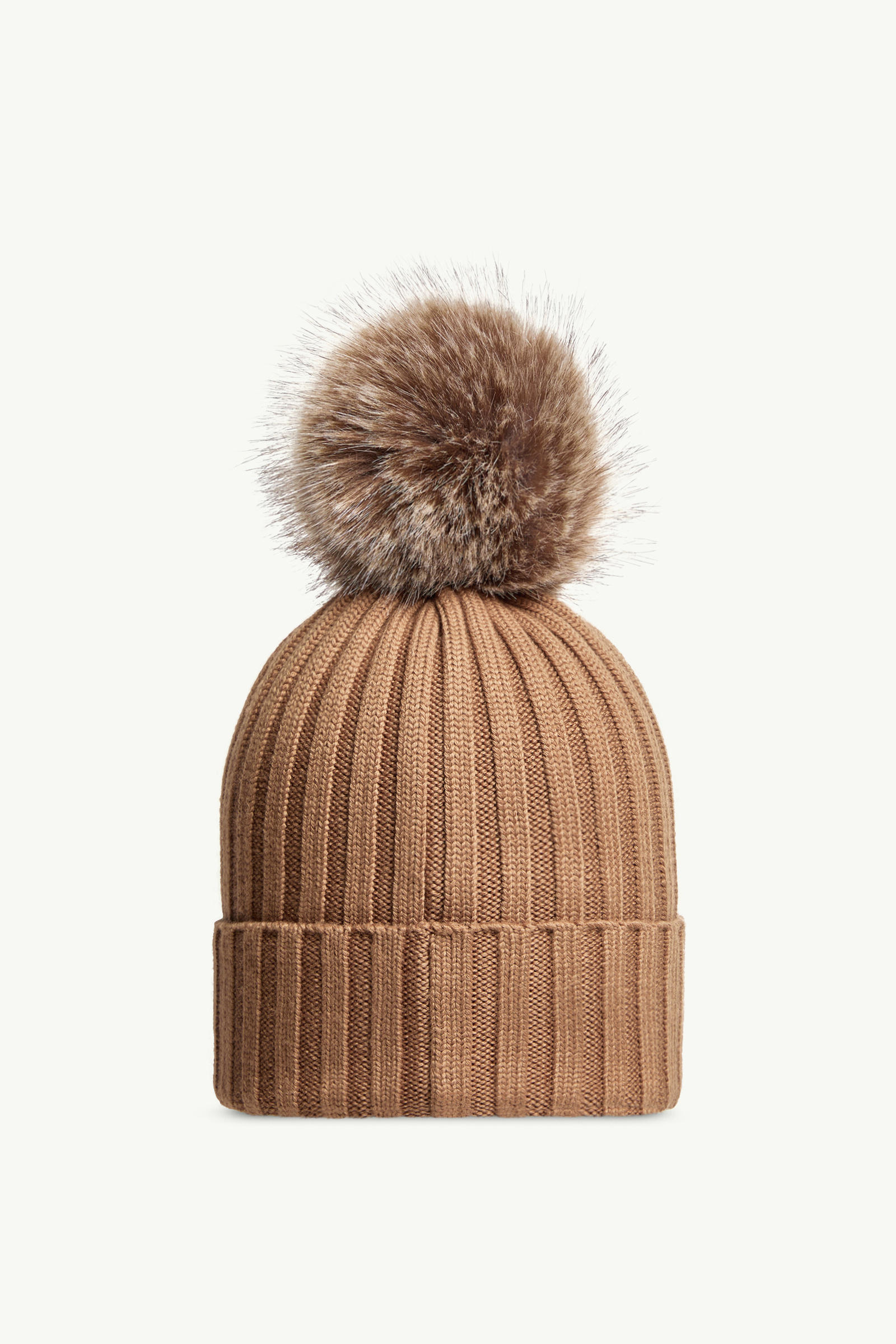 Wool Beanie with Pom Pom Women Beige Moncler 3