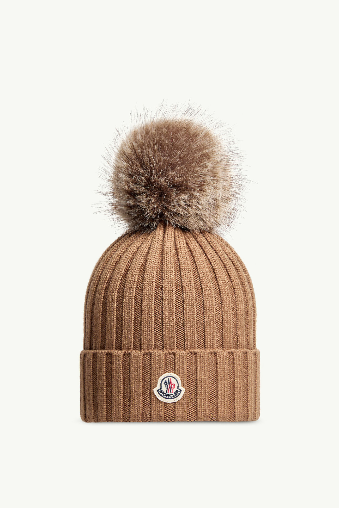 Mütze aus Wolle mit Bommel Damen Beige Moncler 0