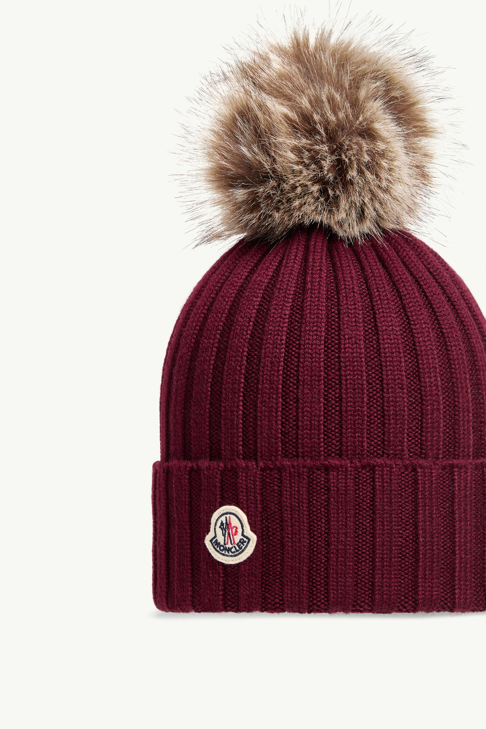 Mütze aus Wolle mit Bommel Damen Burgunderrot Moncler 2