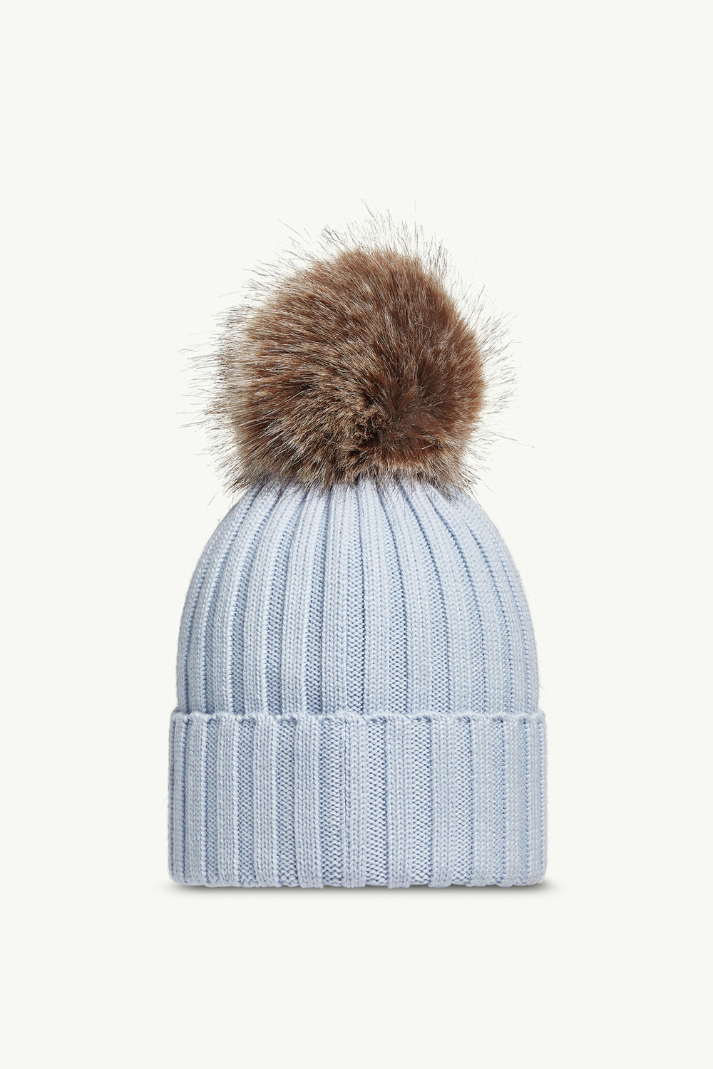 Wool Beanie with Pom Pom Women Light Blue Moncler 3