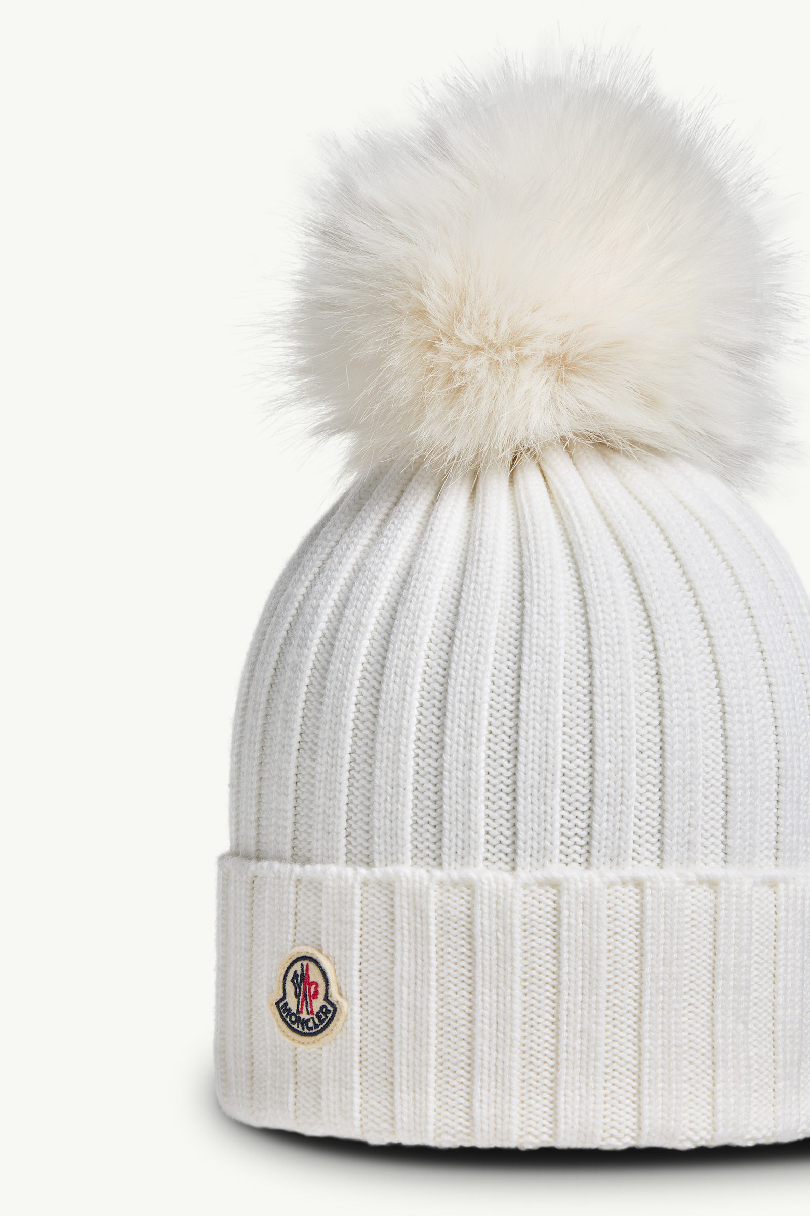 Wool Beanie with Pom Pom Women White Moncler 2