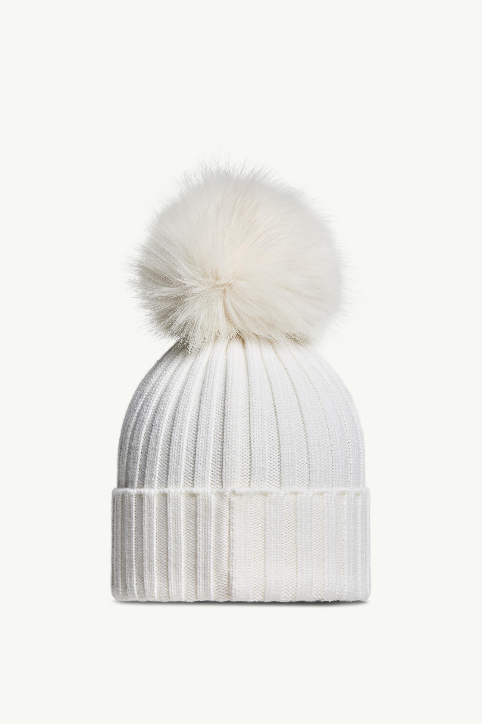 Wool Beanie with Pom Pom Women White Moncler 3