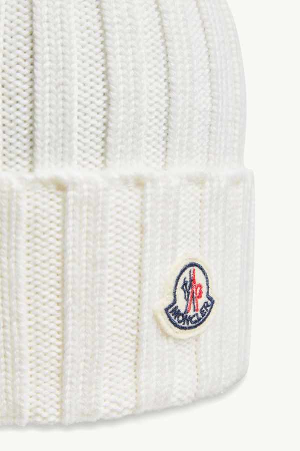 Wool Beanie with Pom Pom Women White Moncler 4