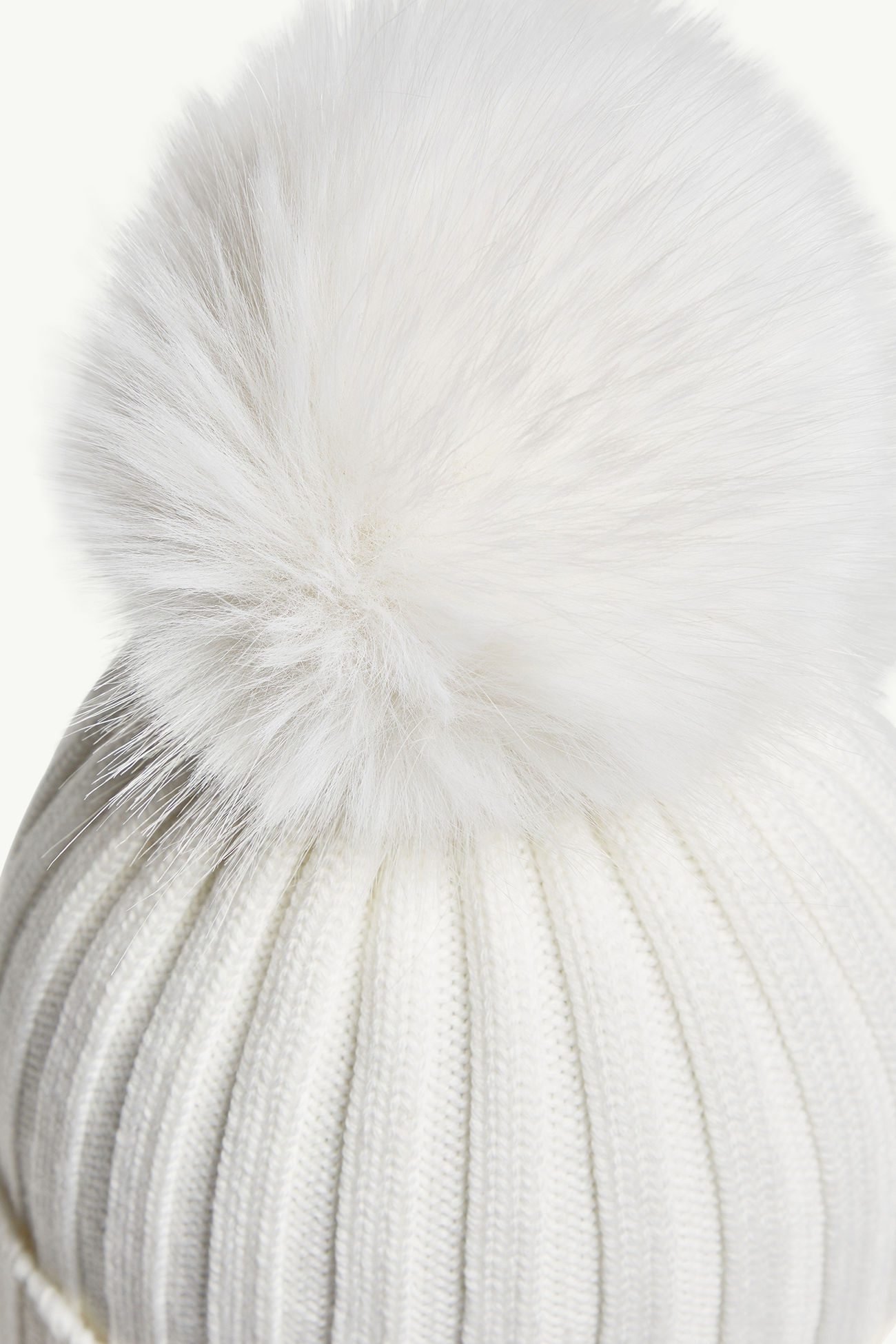 Wool Beanie with Faux Fur Pom Pom Women White Moncler 5