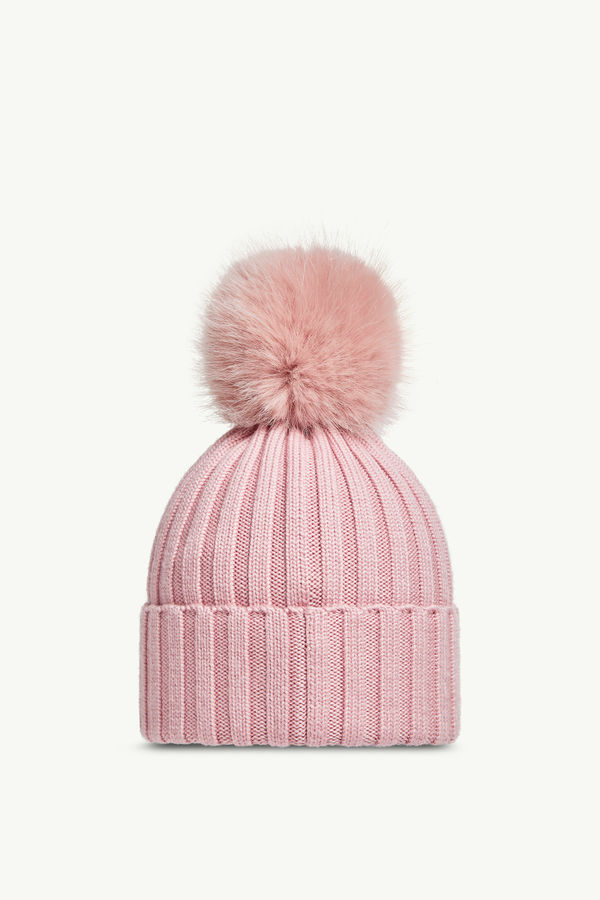 Gorro de lana con pompón de material sintético Mujer Rosado Moncler 3