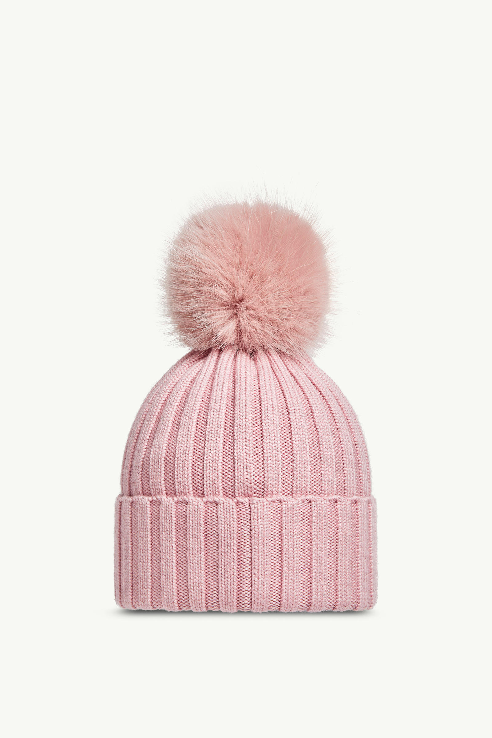 Wool Beanie with Pom Pom Women Pink Moncler 3