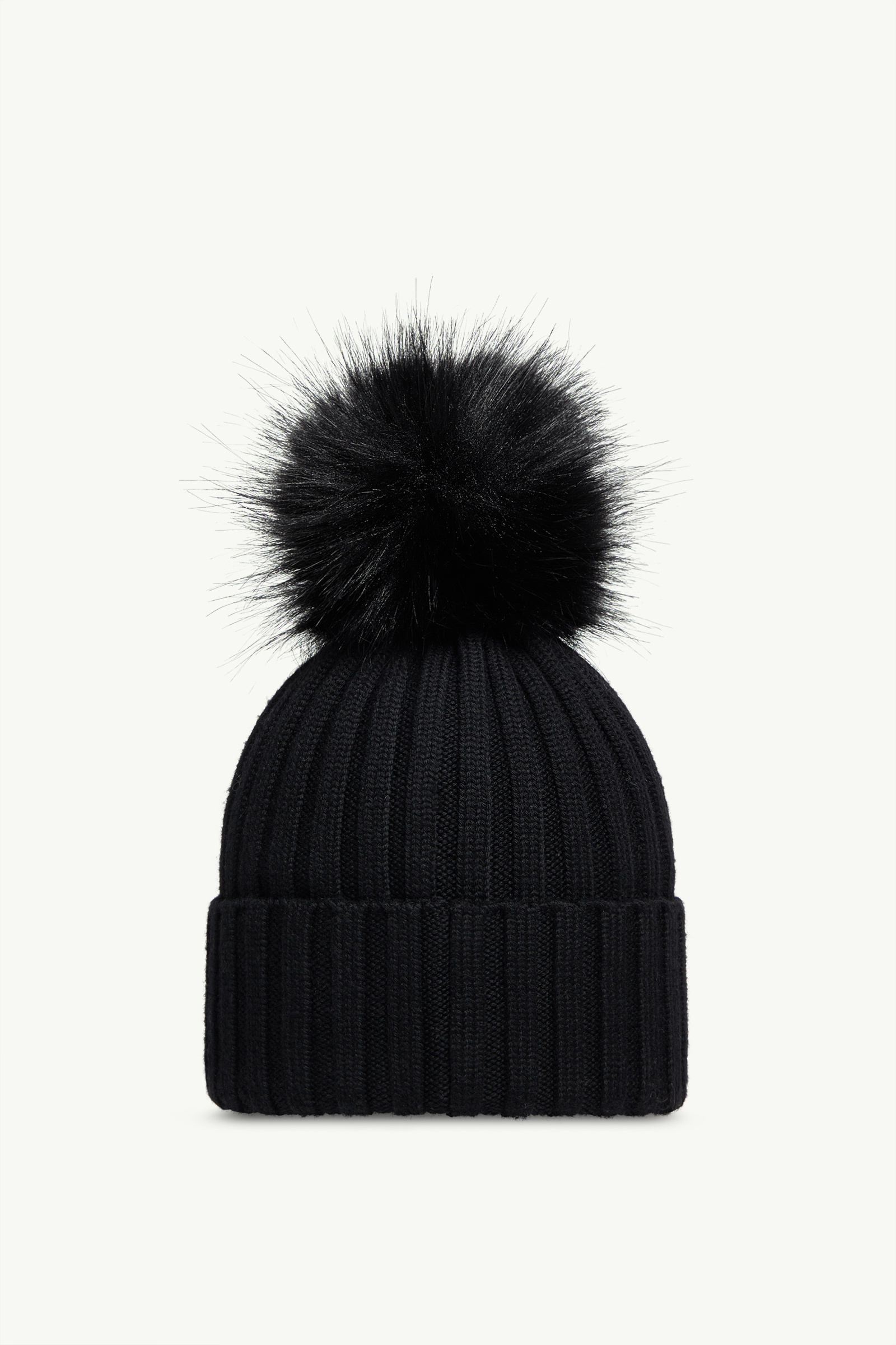 Wool Beanie with Pom Pom Gender Neutral Black Moncler 3