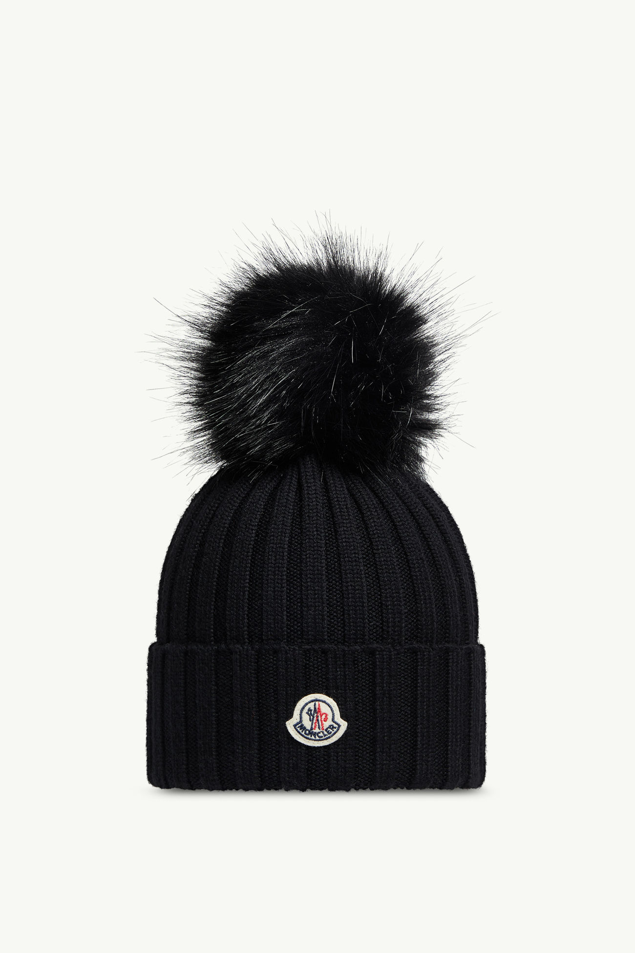 Berretto in lana con pompon in materiali sintetici Gender Neutral Nero Moncler 0
