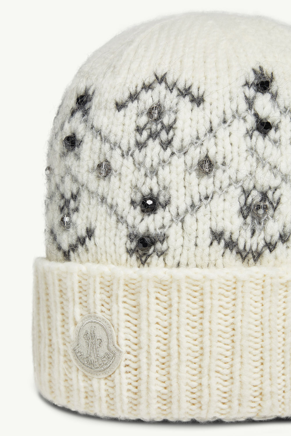 Bonnet en mélange d’alpaga brodé de cristaux Femmes Blanc Ivoire Moncler 2