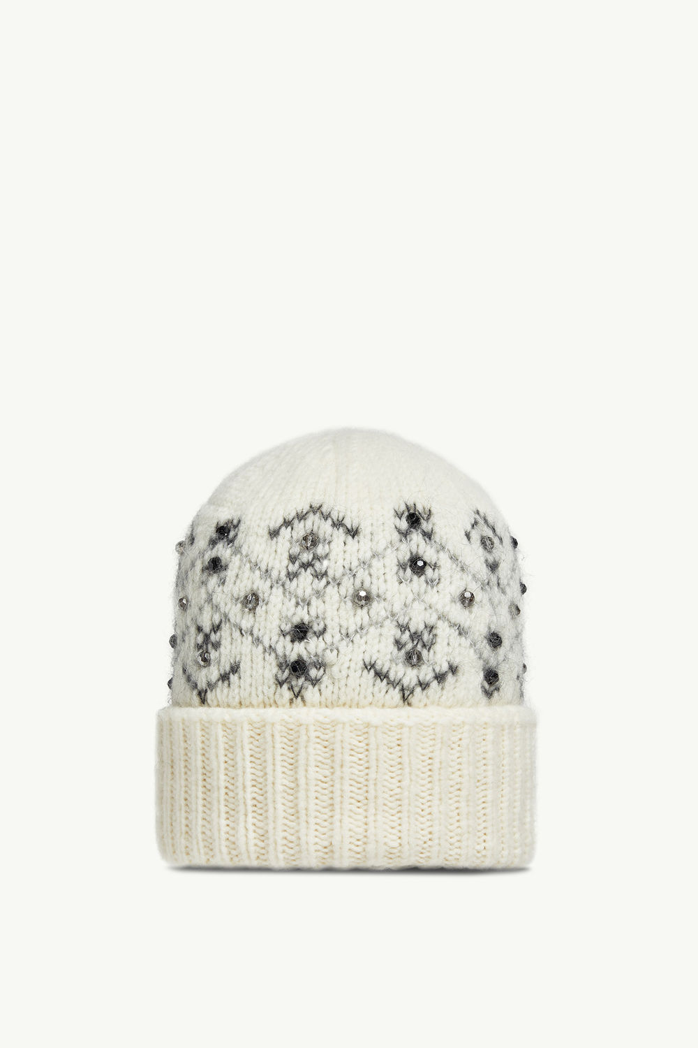 Bonnet en mélange d’alpaga brodé de cristaux Femmes Blanc Ivoire Moncler 3