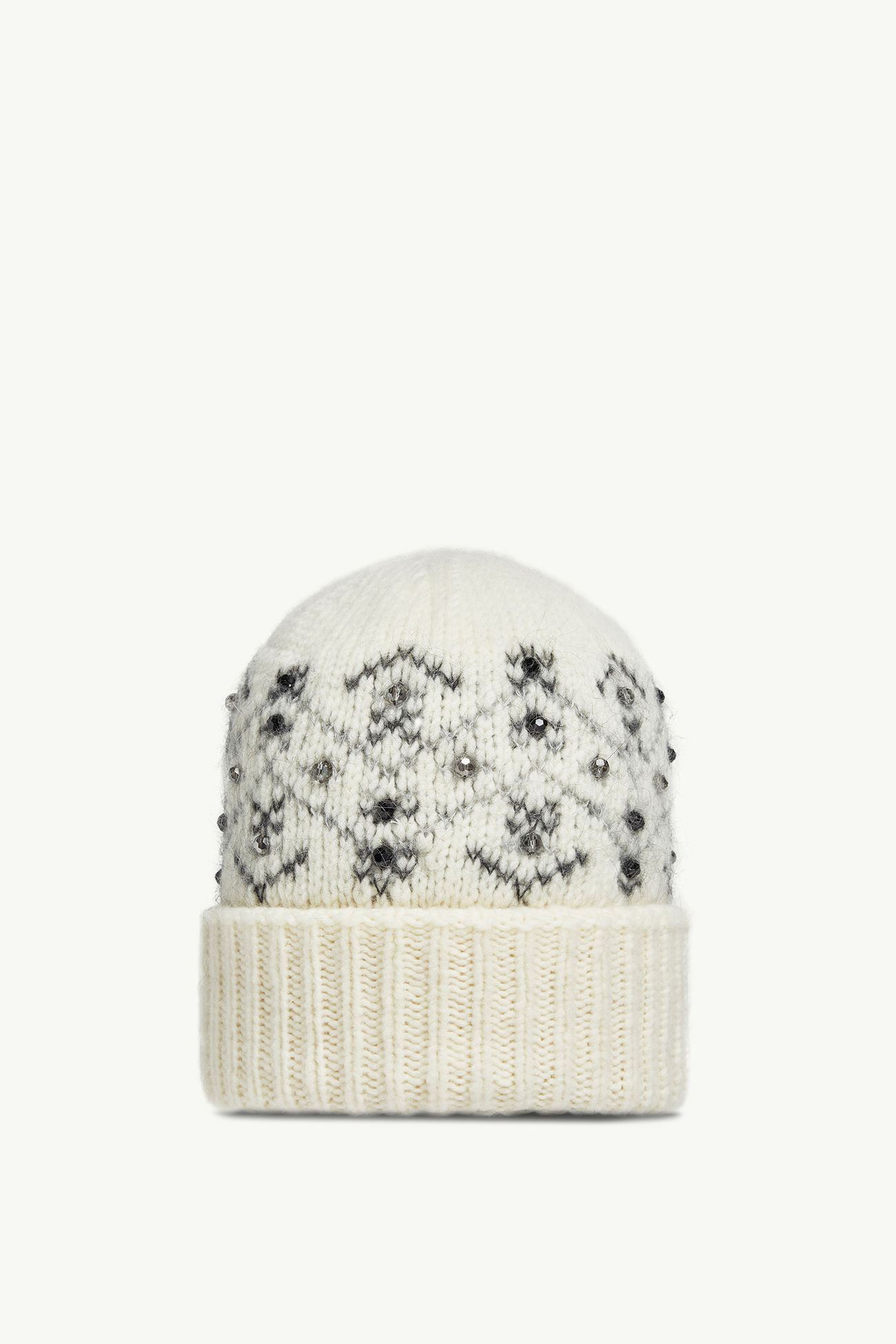 Bonnet en mélange d’alpaga brodé de cristaux Femmes Blanc Ivoire Moncler 3