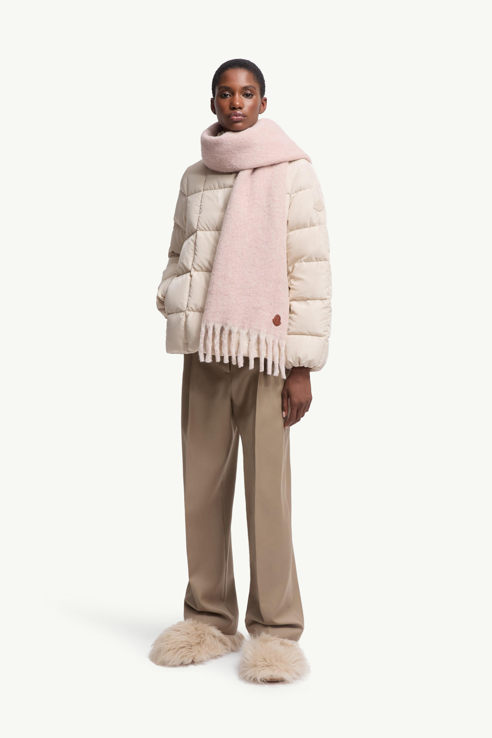 Wool & Alpaca Blend Scarf Women Pink Moncler 1