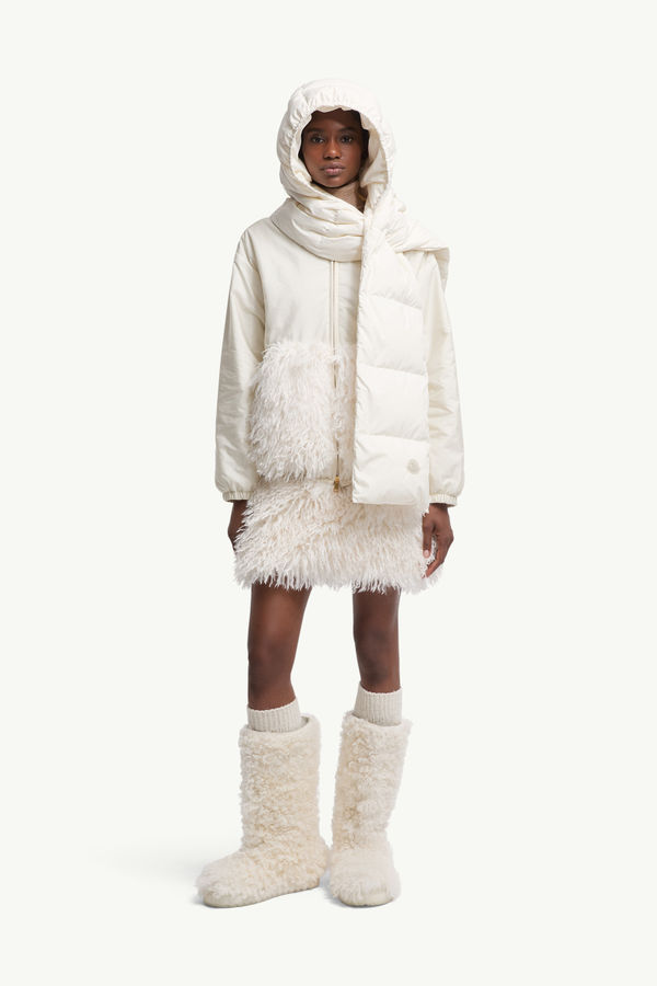 Hooded Down Scarf Gender Neutral White Ivory Moncler 1