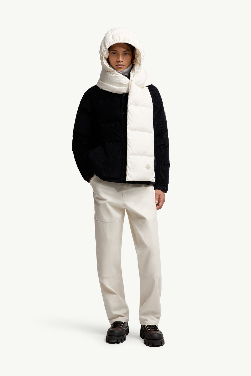 Hooded Down Scarf Gender Neutral White Ivory Moncler 2
