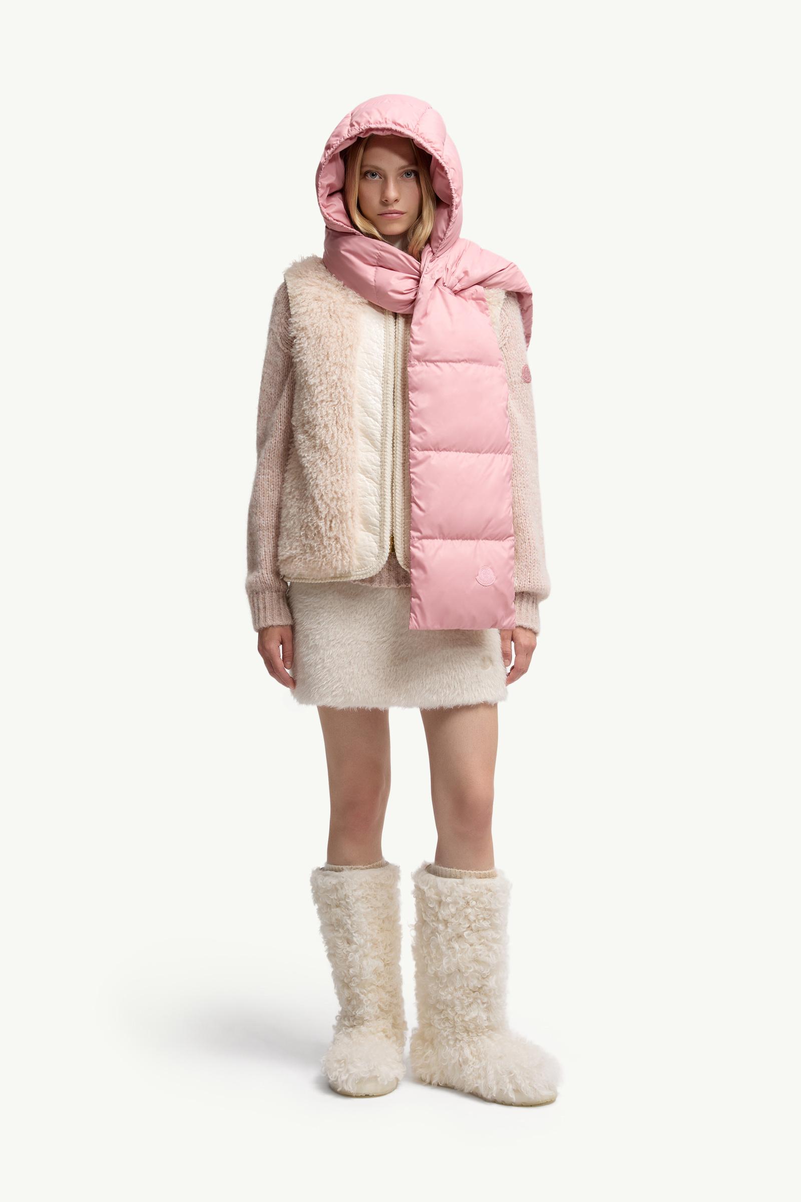 Hooded Down Scarf Women Pink Moncler 1