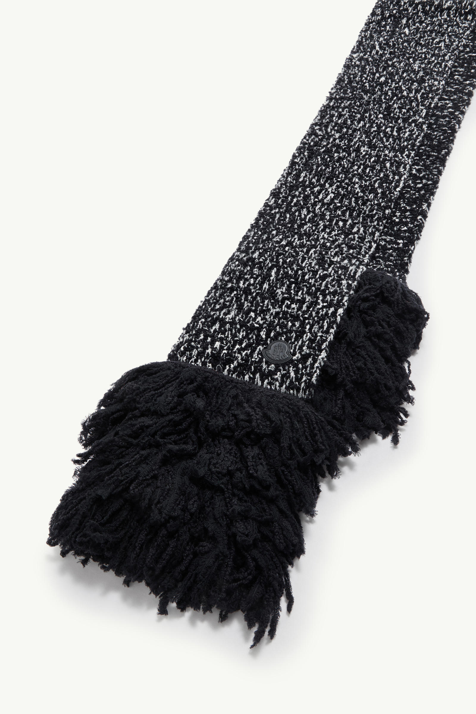 Fringe-Trim Wool Blend Scarf Women Black Moncler 2