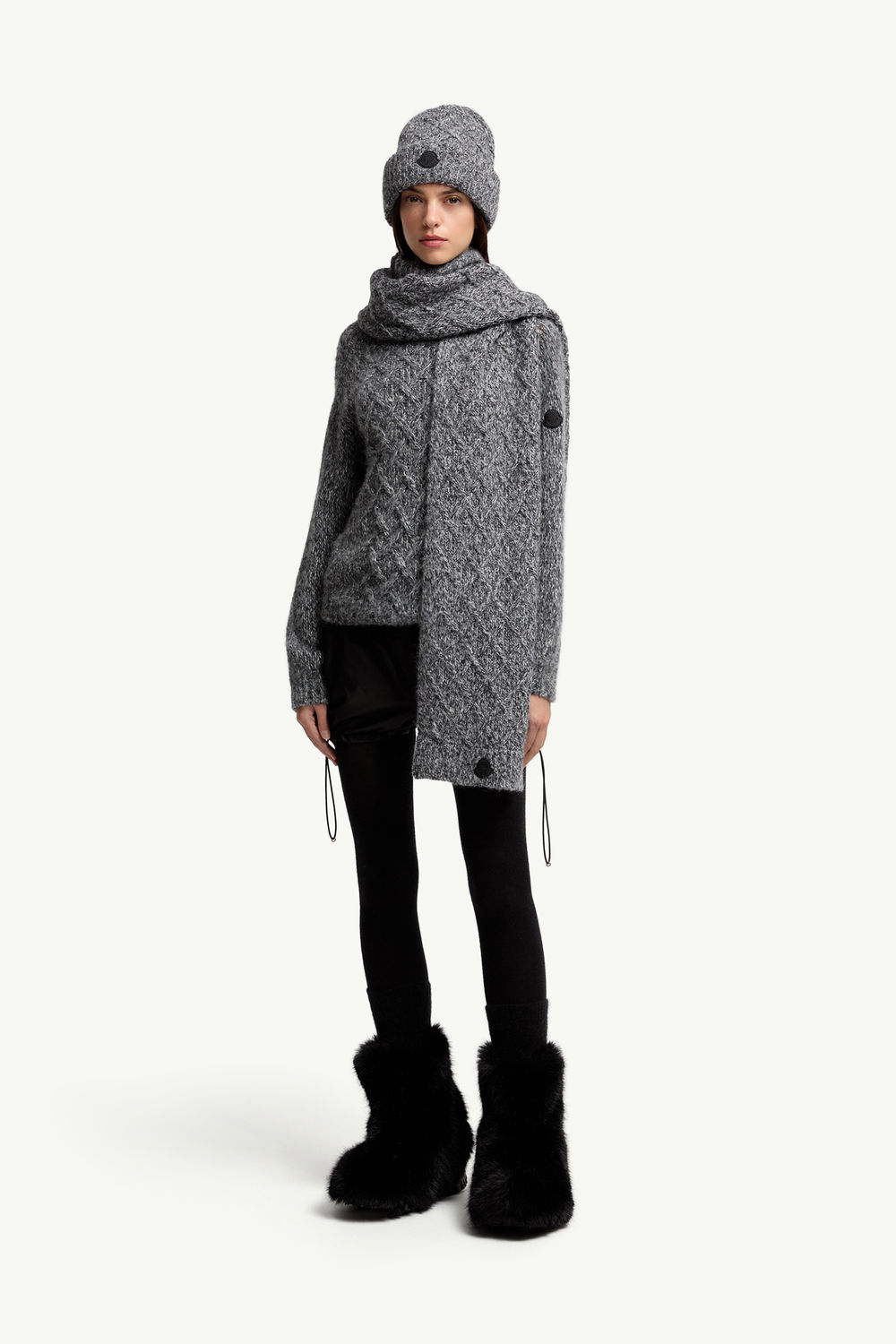 Écharpe en alpaga mélangé Femmes Noir Moncler 1