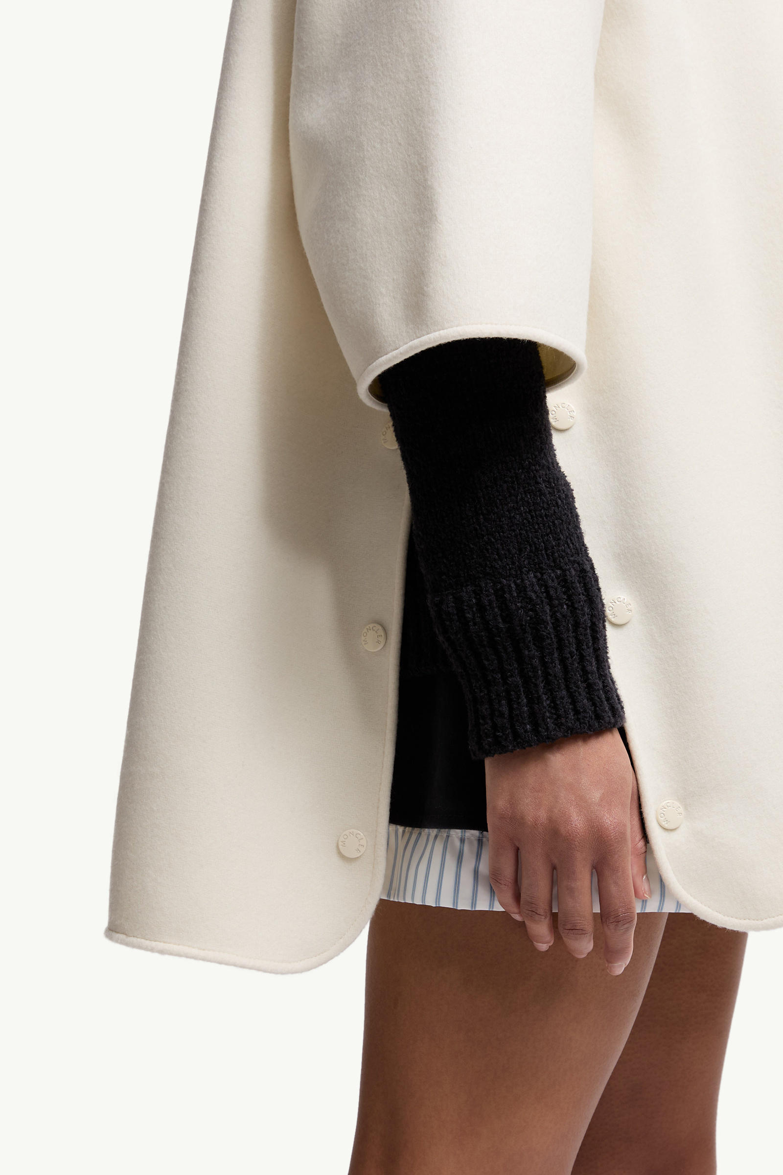 Cape en laine zippée à capuche Femmes Blanc Ivoire Moncler 5
