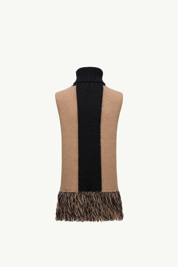 Wool, Cashmere & Mohair Poncho Women Beige Moncler 3