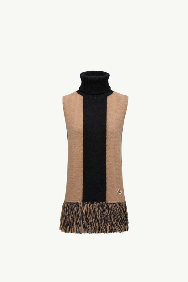 Wool, Cashmere & Mohair Poncho Women Beige Moncler 2