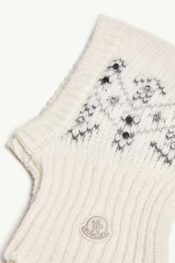 Crystal-Embroidered Alpaca & Wool Blend Balaclava Women White Ivory Moncler 2