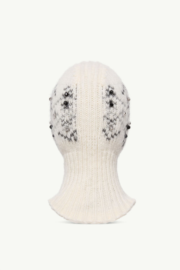 Crystal-Embroidered Alpaca & Wool Blend Balaclava Women White Ivory Moncler 3