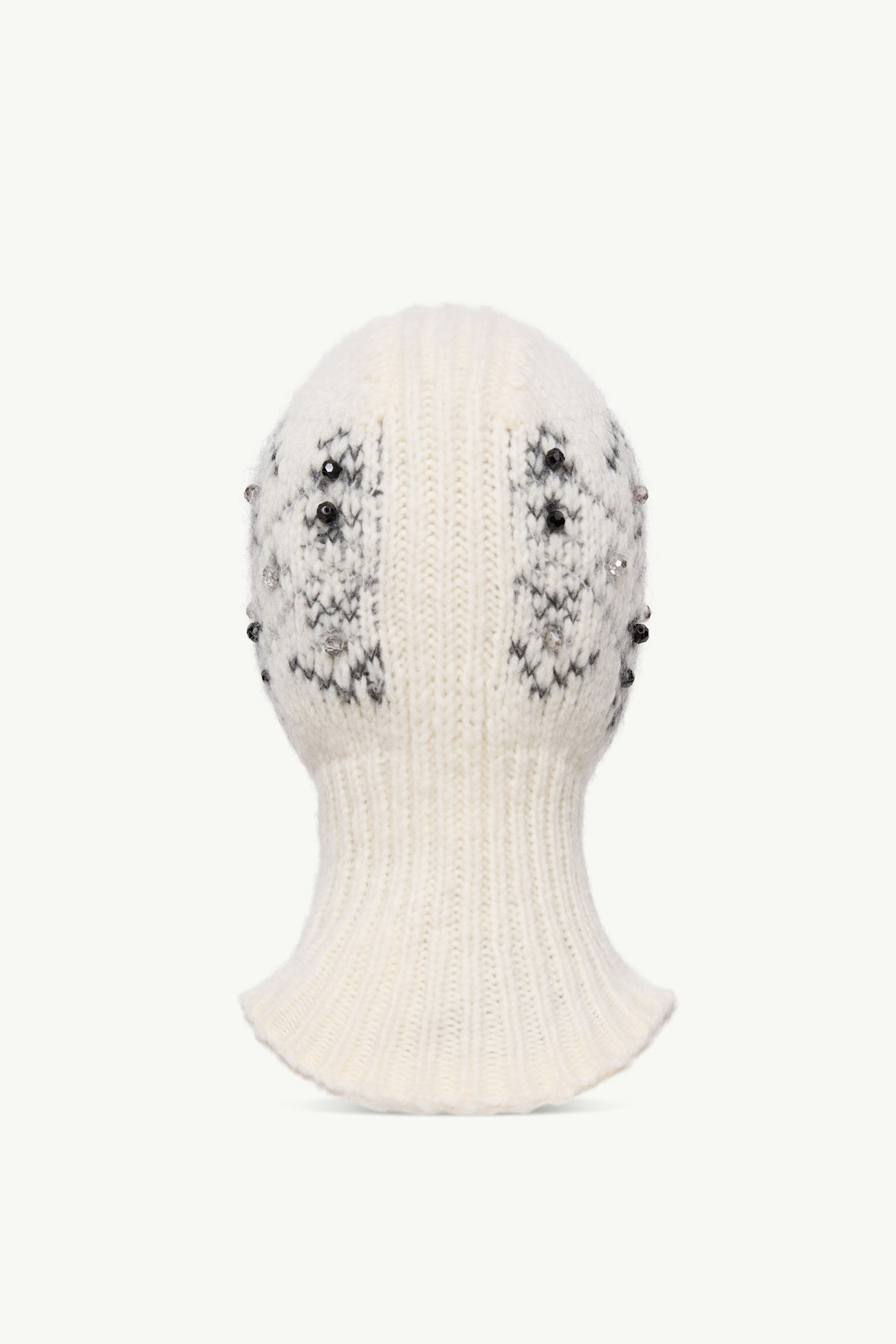 水晶刺繡羊駝毛和羊毛混紡防風雪面罩式風帽 女士 象牙白色 Moncler 3