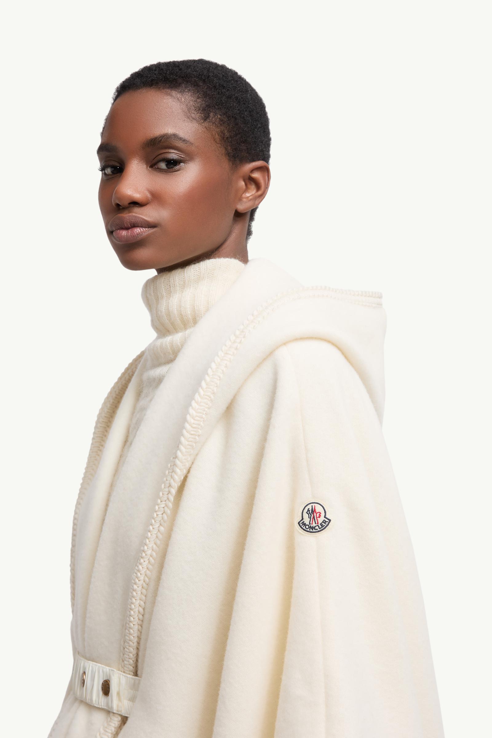 Belted Wool Cape Women White Ivory Moncler 1