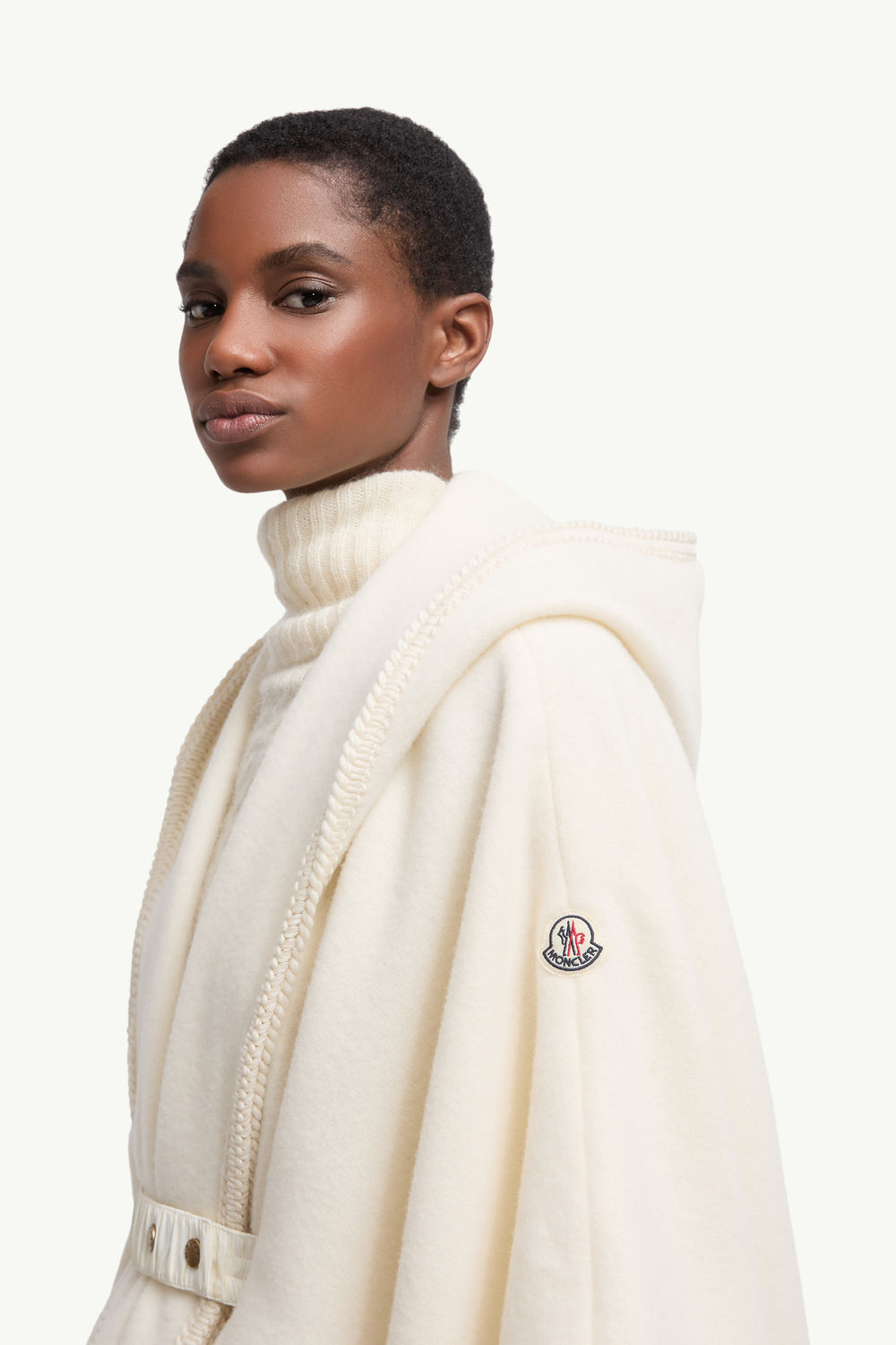 Belted Wool Cape Women White Ivory Moncler 1