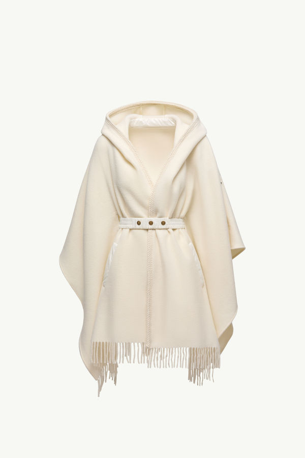 Belted Wool Cape Women White Ivory Moncler 2