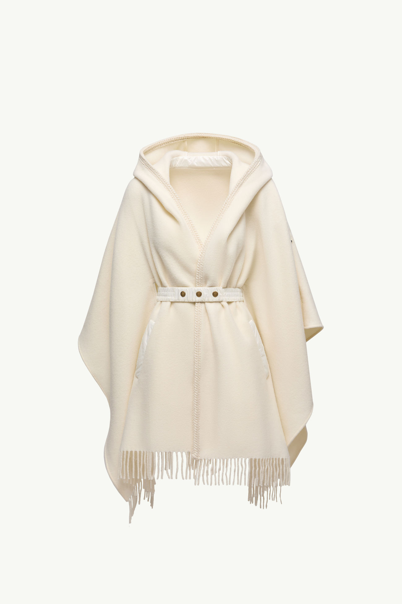 連腰帶羊毛斗篷 女士 象牙白色 Moncler 2