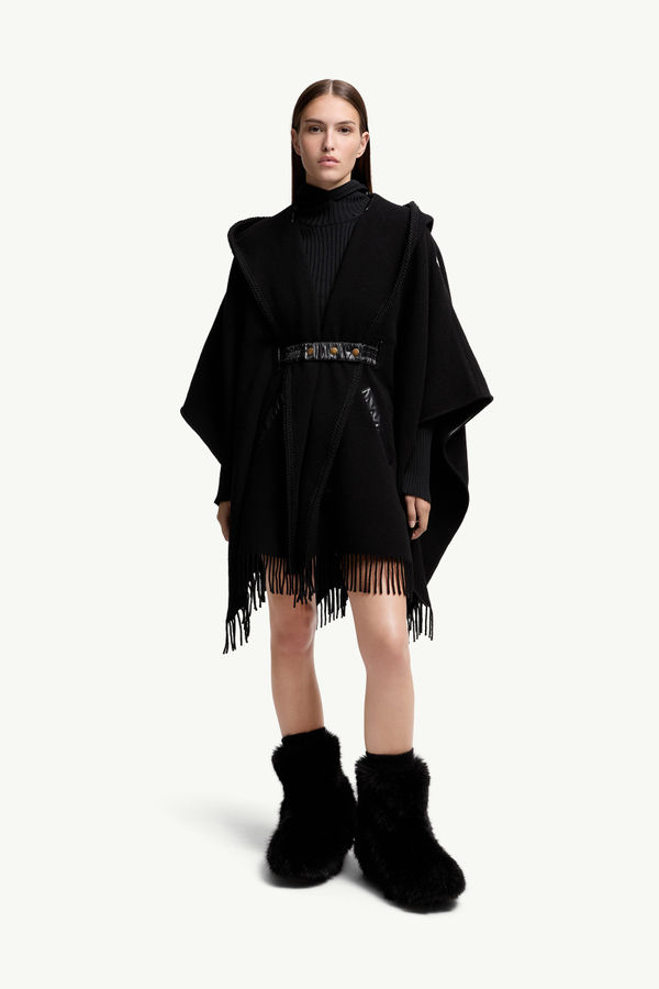 Belted Wool Cape Women Black Moncler 3