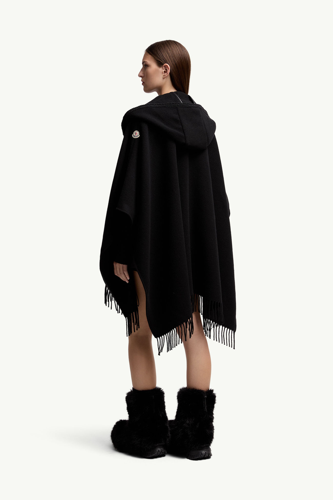 Cape aus Wolle mit Gürtel Damen Schwarz Moncler 4