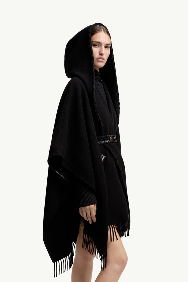 Belted Wool Cape Women Black Moncler 5