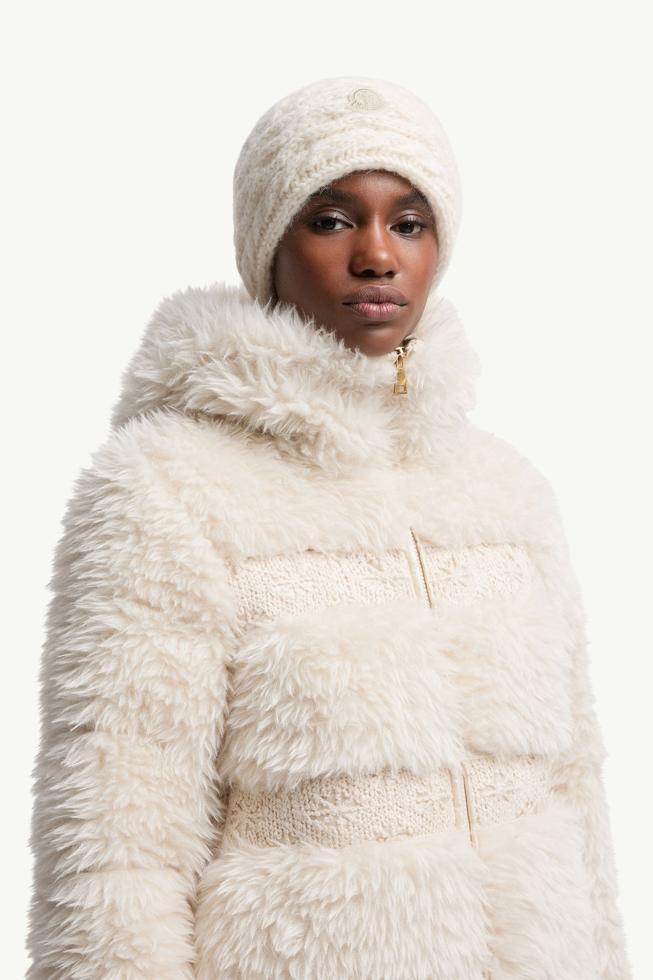 알파카 혼방 헤드밴드 여성 화이트 아이보리 Moncler 1