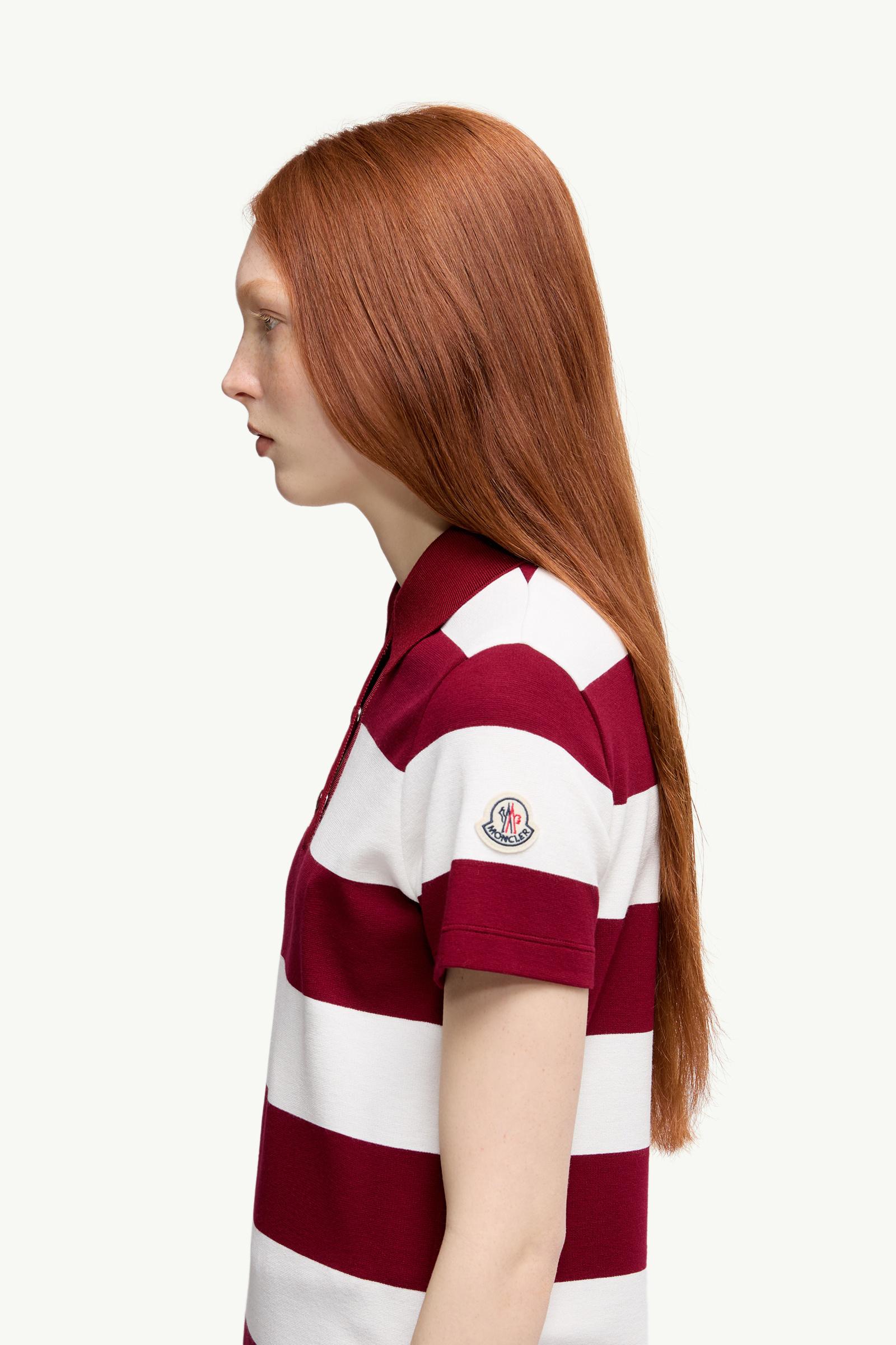 Striped Polo Shirt Women White & Red Moncler 1