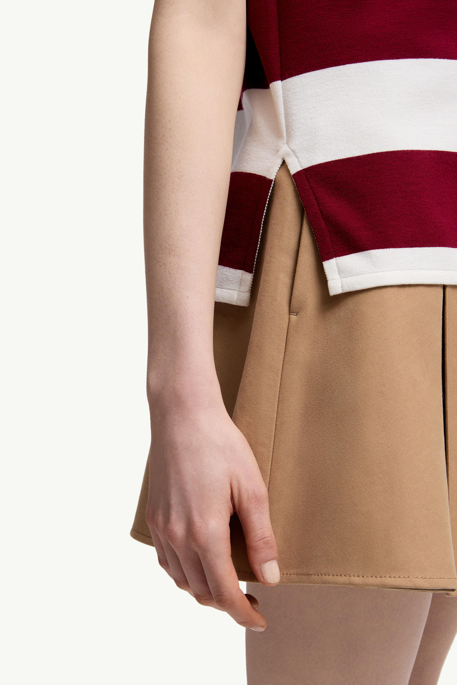 Striped Polo Shirt Women White & Red Moncler 5