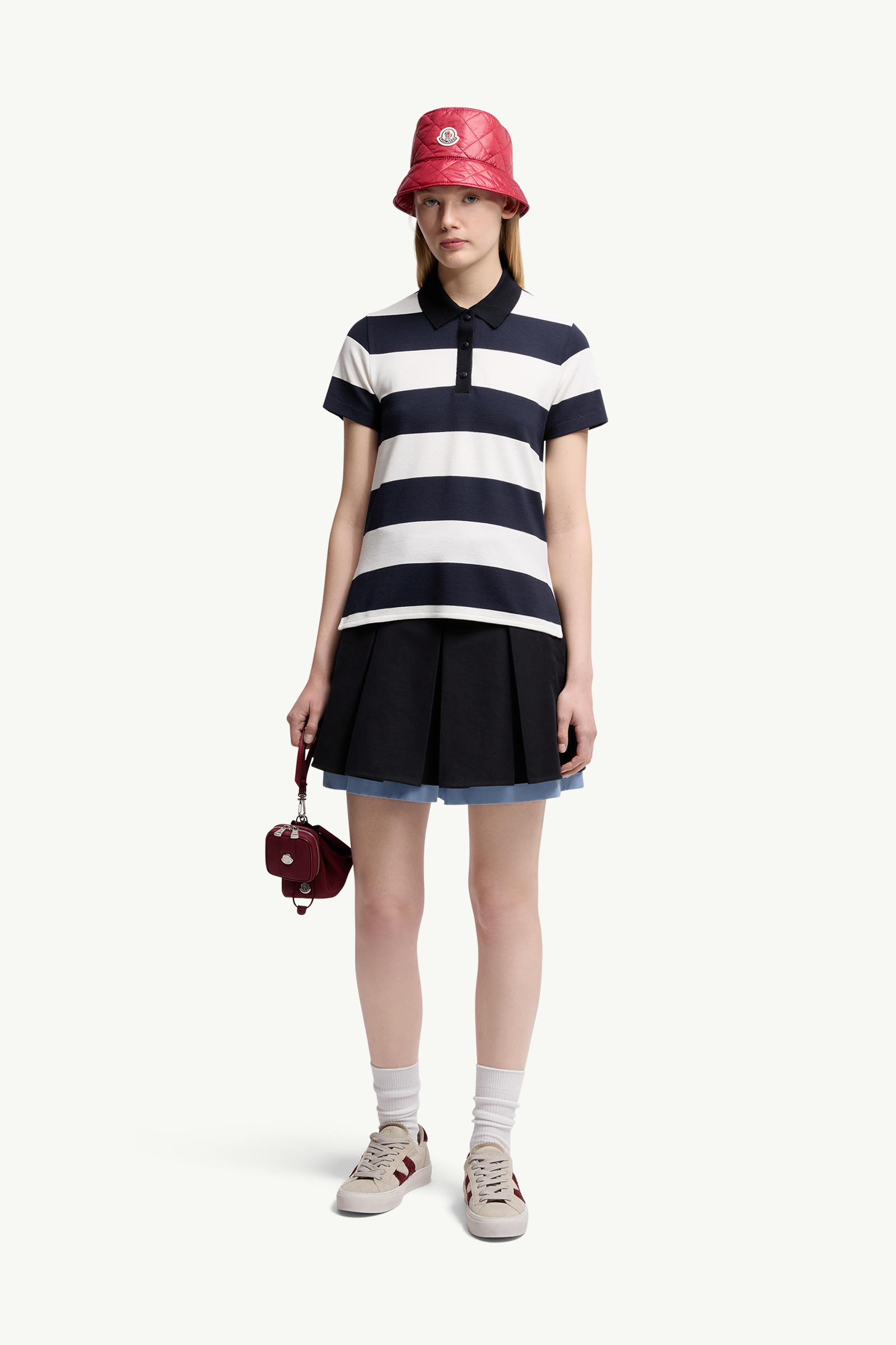 Striped Polo Shirt Women White & Blue Moncler 0