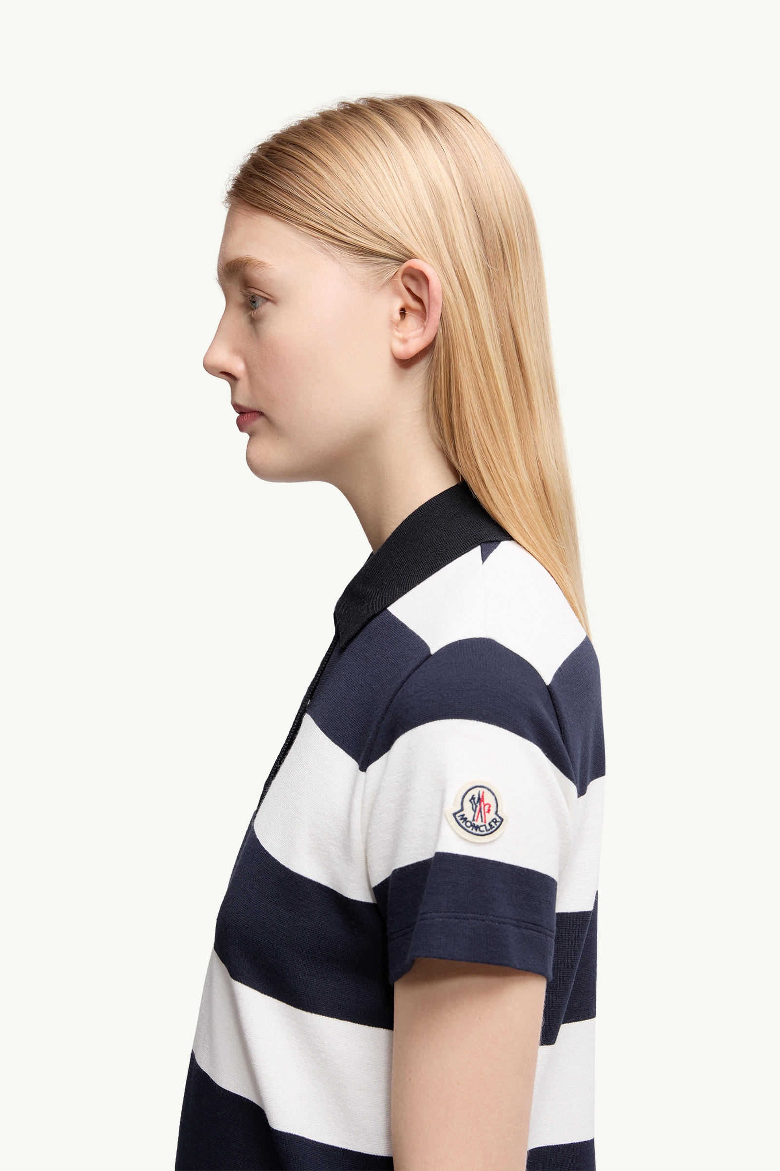 Striped Polo Shirt Women White & Blue Moncler 1