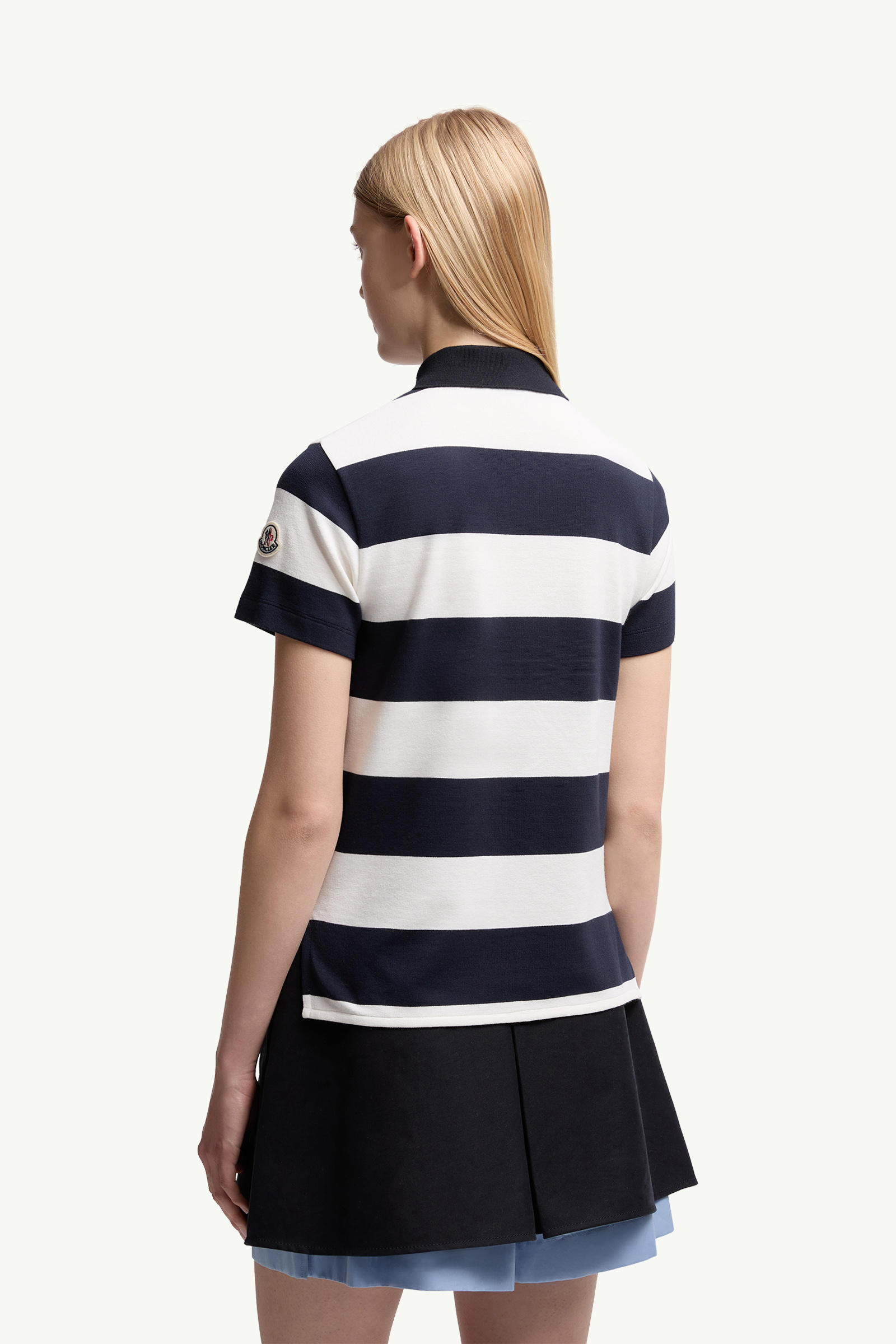 Striped Polo Shirt Women White & Blue Moncler 4