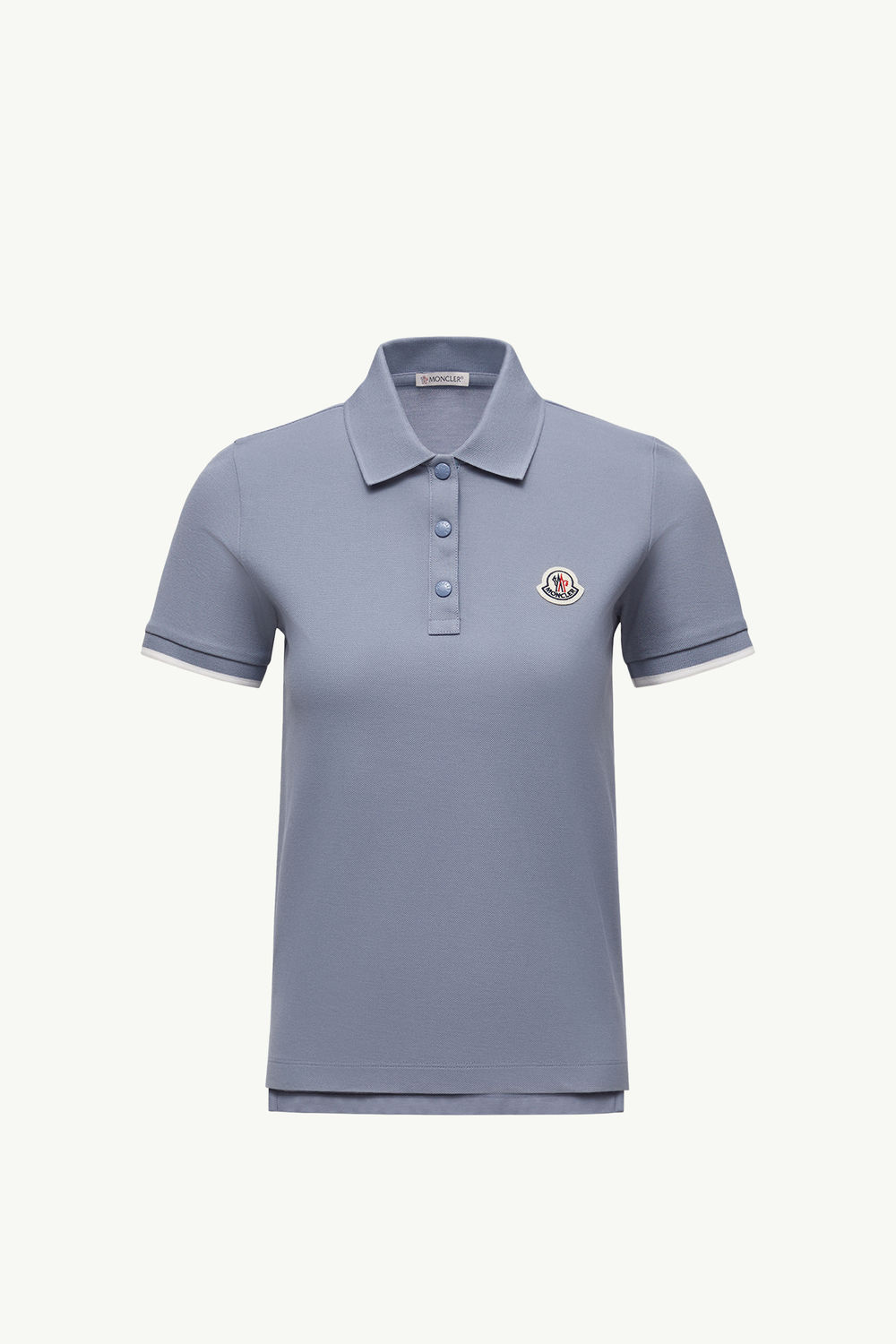 Polo en piqué de coton à empiècement logo Femmes Bleu clair Moncler 2