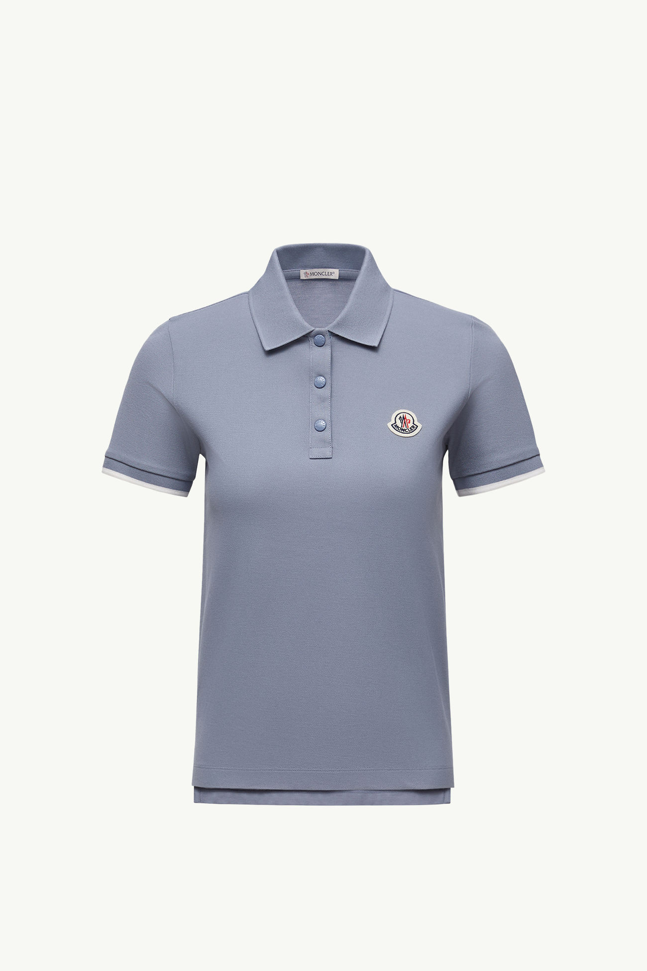 Poloshirt aus Baumwollpiqué mit Logoaufnäher Damen Hellblau Moncler 2