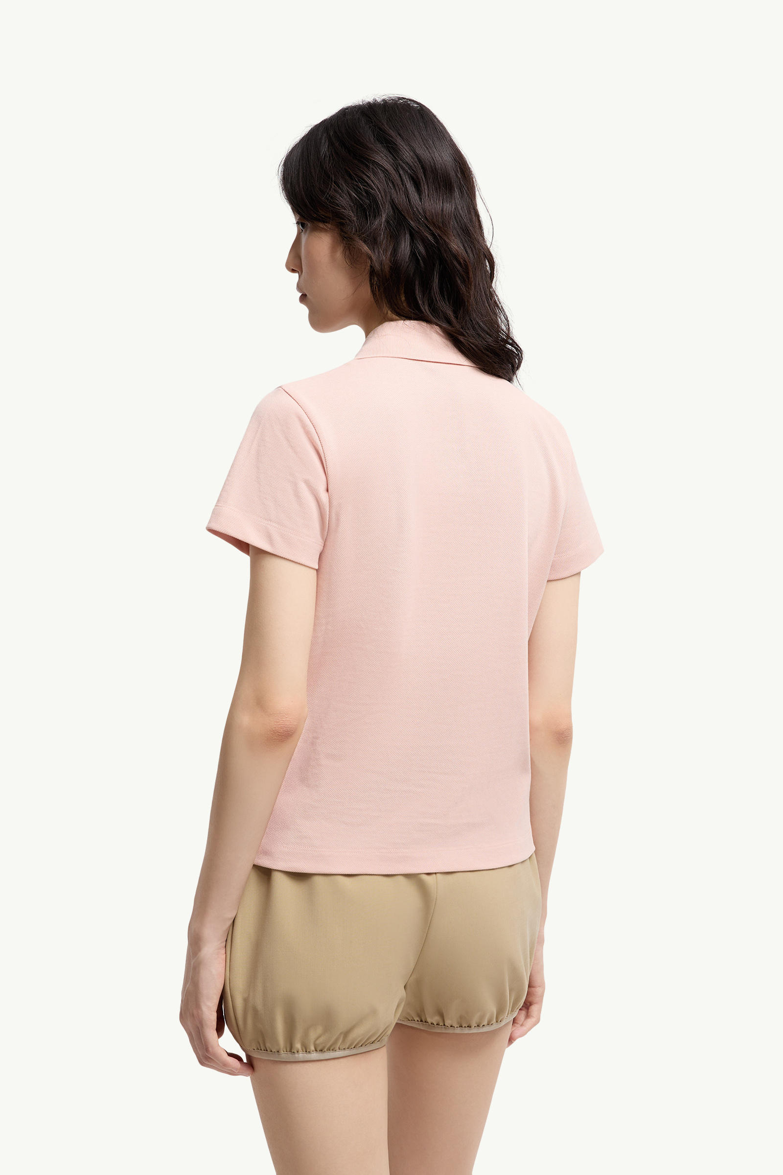 Heart Logo Patch Cotton Piquet Polo Shirt Women Light Pink Moncler 4