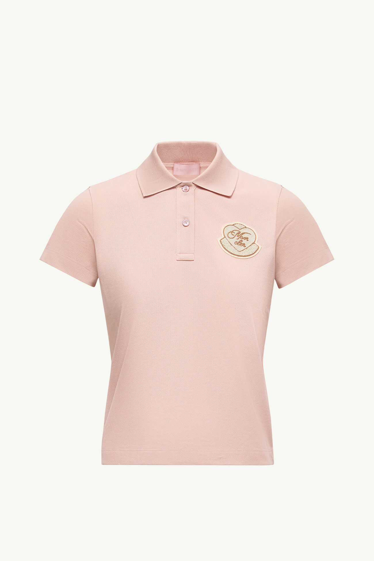 Heart Logo Patch Cotton Piquet Polo Shirt Women Light Pink Moncler 2
