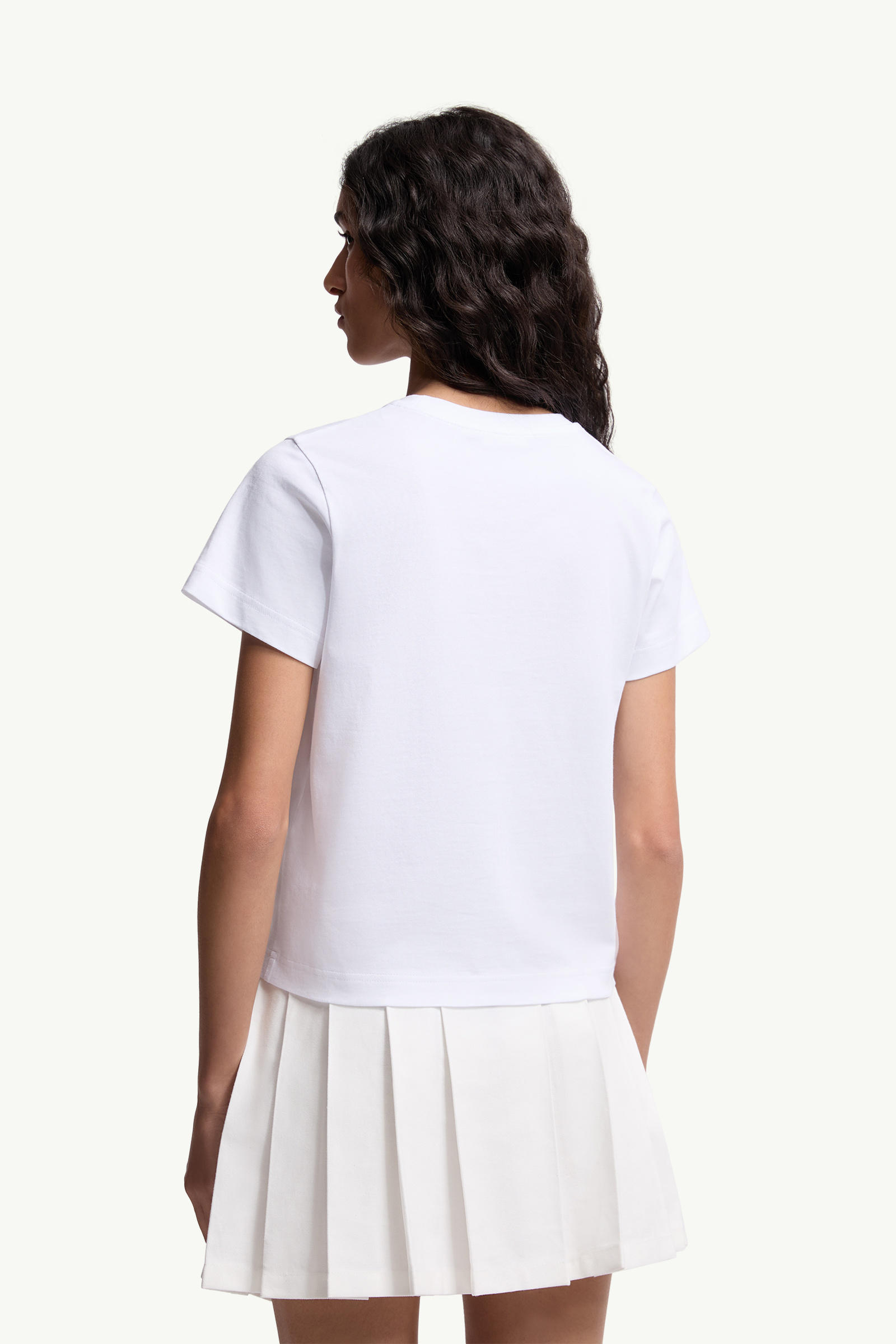 Embroidered Cursive Logo Cotton T-Shirt Women White Moncler 4