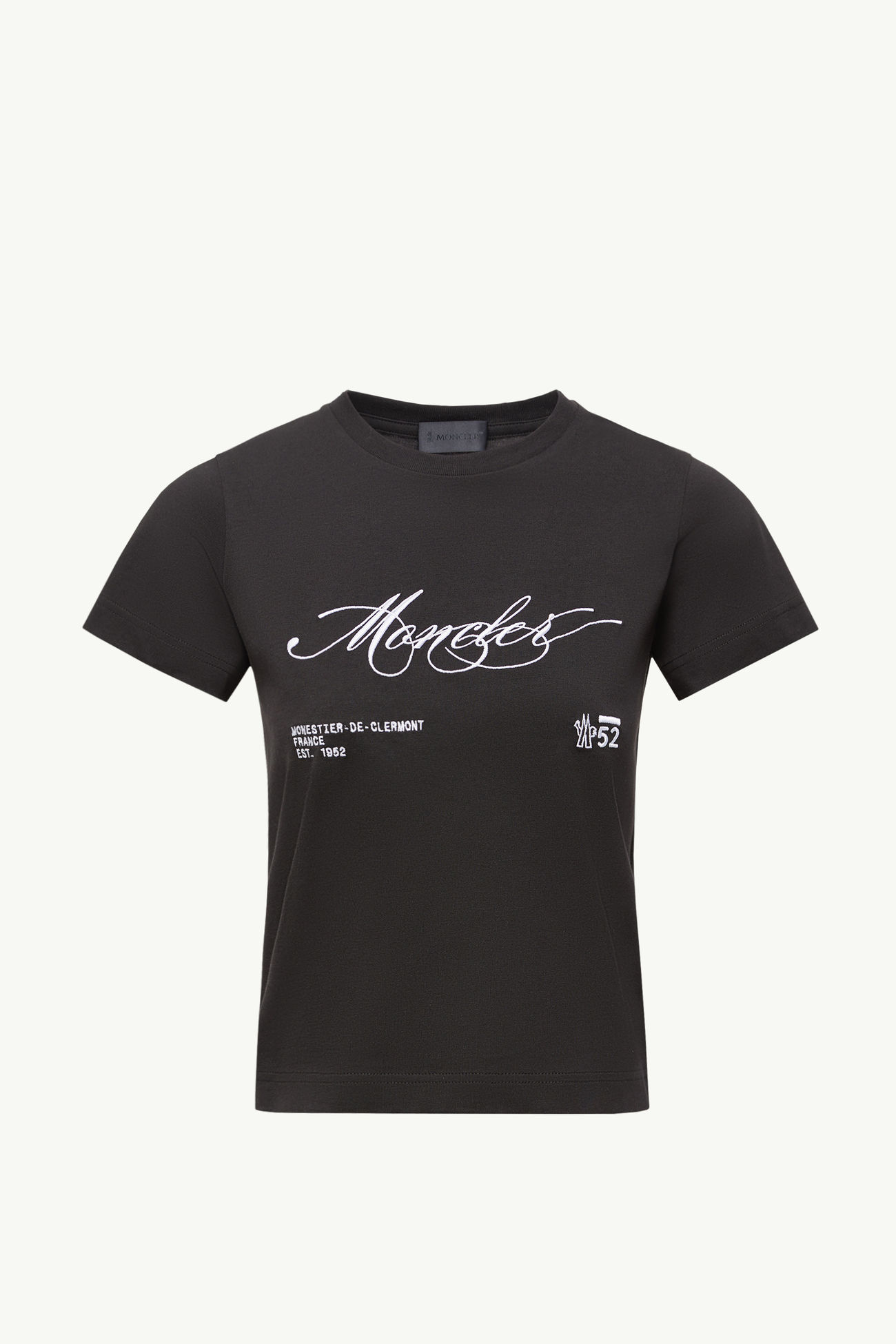 Camiseta de algodón con logotipo en cursiva bordado Mujer Negro Moncler 2