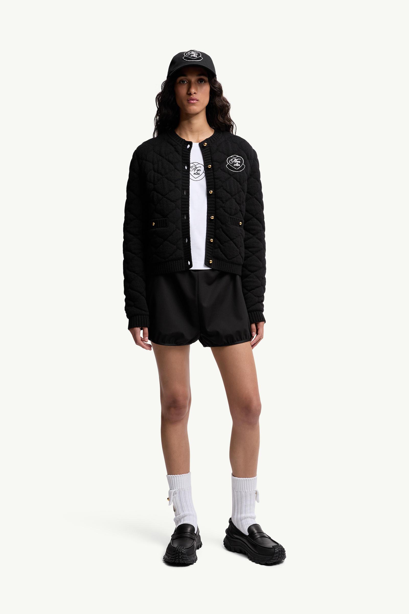 Embroidered Heart Logo Cotton T-Shirt Women White Moncler 0