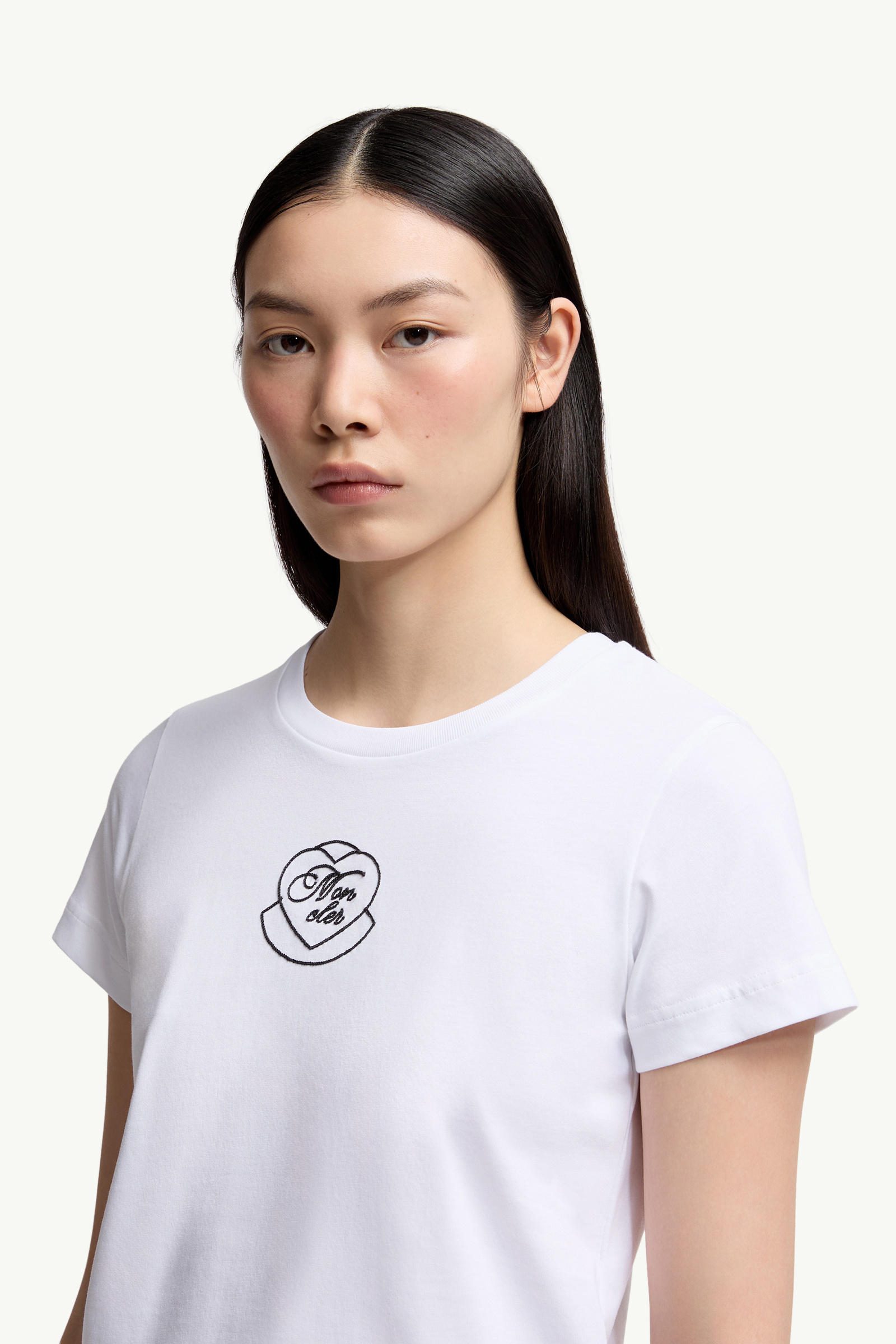 女士刺绣心形标识棉质T恤 女士 白色 Moncler 1